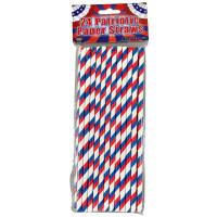 24 Pack Red White and Blue Paper Straws