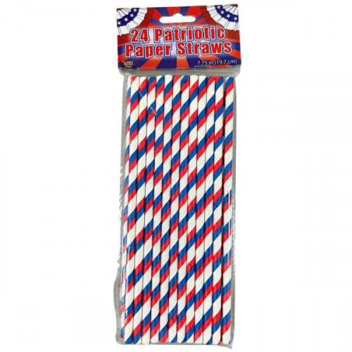 24 Pack Red White and Blue Paper Straws 24 Pack Red White and Blue Paper Straws