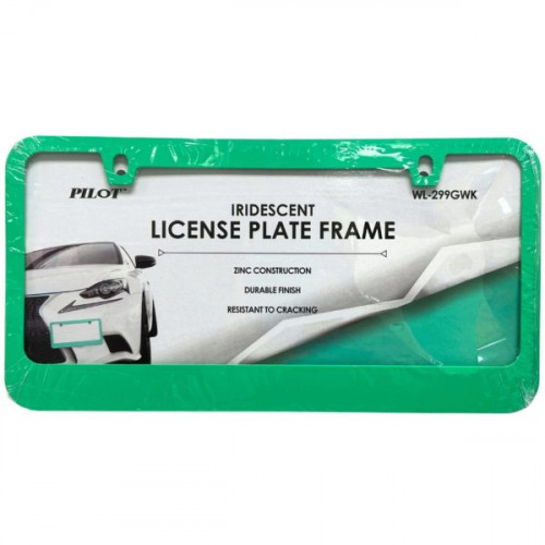 Pilot Metal Irridescent License Plate Frame in Powder Green Pilot Metal Irridescent License Plate Frame in Powder Green