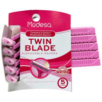 Modesa Womens 5 Pack Twin Blade Disposable Razors in Pink