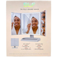 Tzumi SLF Tri-Fold Armoire Mirror with USB Rechargeable LED Touch Lights