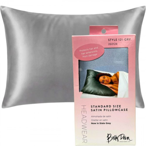 Betty Dain Standard Size Satin Pillow Case in Slate Gray Betty Dain Standard Size Satin Pillow Case in Slate Gray