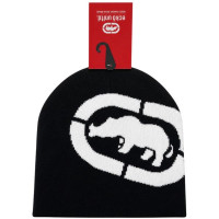 Ecko Unltd Reversible Knit Beanie with Rhino Logo Black