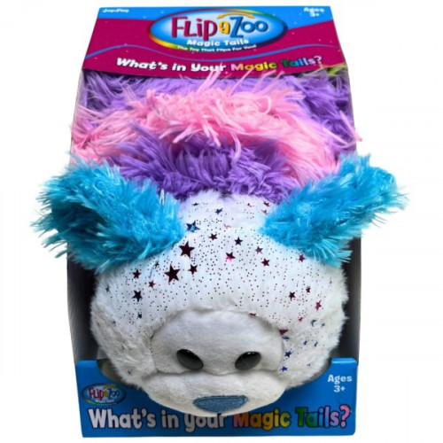 FlipaZoo Magic Tails 2 in 1 Reversable Plush Animal in Sparkle Puppy and Rainbow Kitty Design