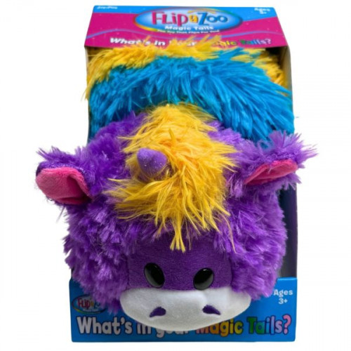 FlipaZoo Magic Tails 2 in 1 Reversable Plush Animal in Blue Dragon and Purple Unicorn Design