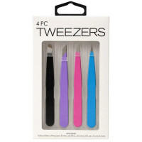 4 Piece Colorful Tweezer Set
