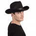 Black Cowboy Hat with String Chin Strap and Diamond Studs