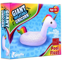 Giant 10 Foot Inflatable Unicorn Pool Float White and Rainbow Color