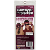 3 Piece Headband and Wristbands Set in Burgundy