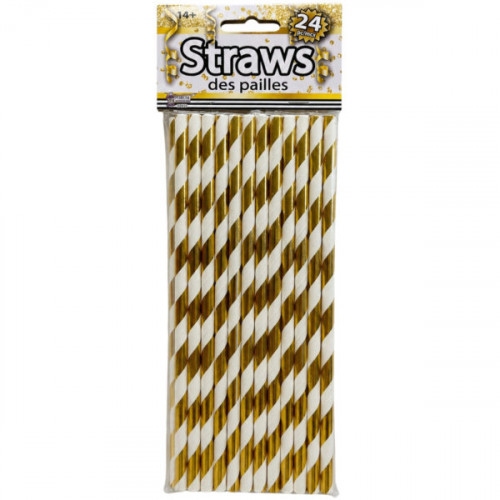 24 Pack Gold & White Paper Straws 24 Pack Gold & White Paper Straws