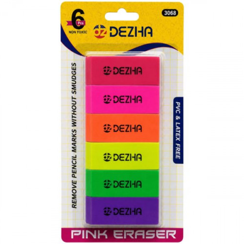 Neon Bevel Erasers 6 Pack Neon Bevel Erasers 6 Pack