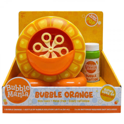 Bubble Mania Battery Operated Orange Bubble Machine with Bubble Bottle Bubble Mania Battery Operated Orange Bubble Machine with Bubble Bottle