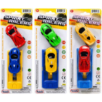 2 Piece Sprint Racers Pull-Back Sports Car Launcher Set in Assorted Colors