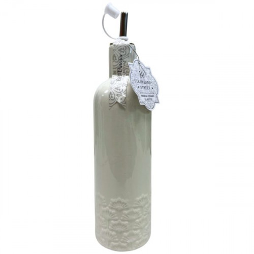 10 Strawberry Street Aldean Pattern Round White Ceramic Olive Oil Bottle 23oz 10 Strawberry Street Aldean Pattern Round White Ceramic Olive Oil Bottle 23oz