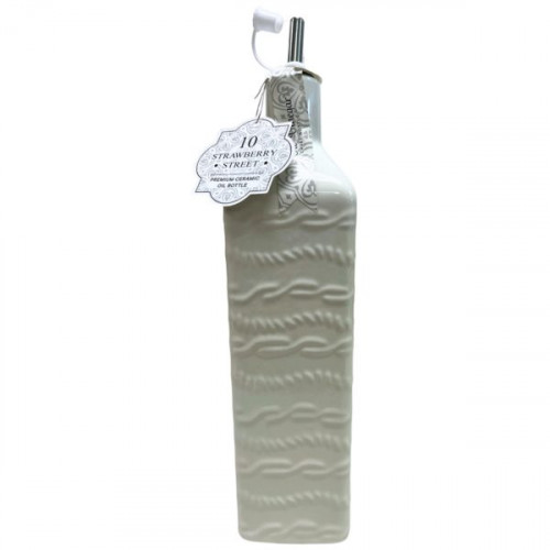 10 Strawberry Street Knot Pattern Square White Ceramic Olive Oil Bottle 26oz 10 Strawberry Street Knot Pattern Square White Ceramic Olive Oil Bottle 26oz