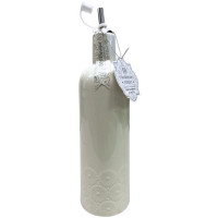 10 Strawberry Street Opal Pattern Round White Ceramic Olive Oil Bottle 23oz