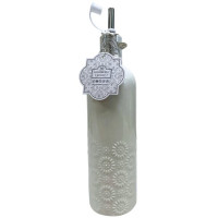10 Strawberry Street Petal Pattern Round White Ceramic Olive Oil Bottle 23oz
