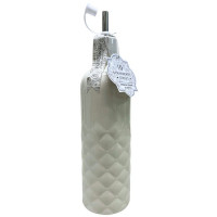 10 Strawberry Street Ptuck Pattern Round White Ceramic Olive Oil Bottle 23oz