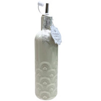 10 Strawberry Street Wren Pattern Round White Ceramic Olive Oil Bottle 23oz