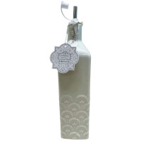10 Strawberry Street Wren Pattern Square White Ceramic Olive Oil Bottle 26oz