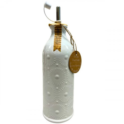 10 Strawberry Street Opal Pattern Round White Ceramic Olive Oil Bottle 20oz 10 Strawberry Street Opal Pattern Round White Ceramic Olive Oil Bottle 20oz