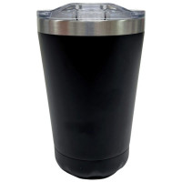 12 Oz Stainless Steel Drink Tumbler with Sliding Sip Lid in Black