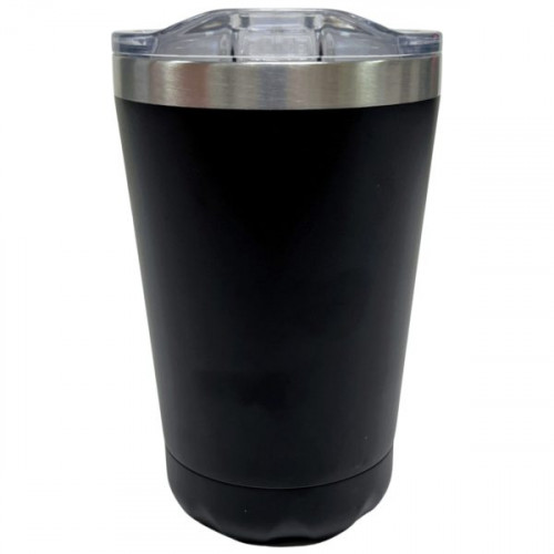 12 Oz Stainless Steel Drink Tumbler with Sliding Sip Lid in Black