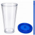 24 Oz Drinkware Tumbler with Lid & Straw in Clear and Blue 24 Oz Drinkware Tumbler with Lid & Straw in Clear and Blue