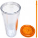 24 Oz Drinkware Tumbler with Lid & Straw in Clear and Orange 24 Oz Drinkware Tumbler with Lid & Straw in Clear and Orange