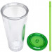 24 Oz Drinkware Tumbler with Lid & Straw in Clear and Green