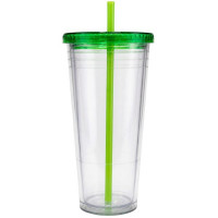 24 Oz Drinkware Tumbler with Lid & Straw in Clear and Green
