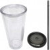 24 Oz Drinkware Tumbler with Lid & Straw in Clear and Grey 24 Oz Drinkware Tumbler with Lid & Straw in Clear and Grey