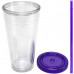 24 Oz Drinkware Tumbler with Lid & Straw in Clear and Purple
