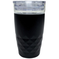14 Oz Textured Drink Tumbler with Sliding Sip Lid in Black
