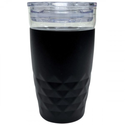 14 Oz Textured Drink Tumbler with Sliding Sip Lid in Black