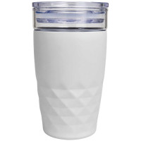 14 Oz Textured Drink Tumbler with Sliding Sip Lid in White