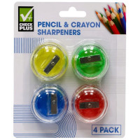 CHECK PLUS 4 Pack Pencil & Crayon Sharpeners Multi Colors