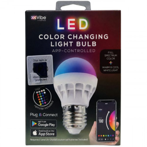 Vibe LED Color Changing RGB Light Bulb with Remote and App Control