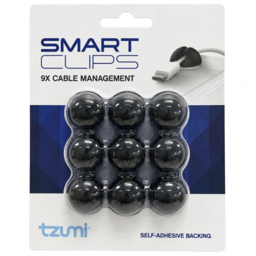 Tzumi Smart Clips 9 Pack Self-Adhesive Cable Management Clips Tzumi Smart Clips 9 Pack Self-Adhesive Cable Management Clips