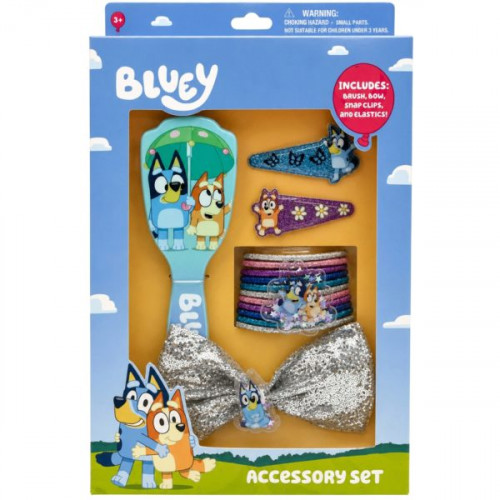 Bluey Accessory Set with Hair Brush and Silver Bow