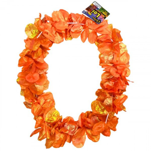 Deluxe Pearlized Orange Hawaiian Lei Necklace Deluxe Pearlized Orange Hawaiian Lei Necklace