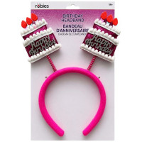 Pink Glitter Happy Birthday Cake Head Bopper Headband