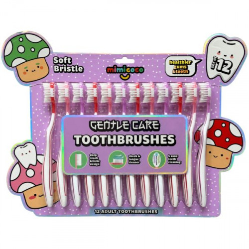 Mimicoco 12 Pack Mushroom Gentle Care Adult Toothbrushes Mimicoco 12 Pack Mushroom Gentle Care Adult Toothbrushes
