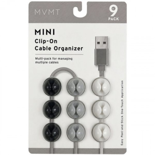 MVMT 9 pack Mini Clip-On Cable Organizer in Black/Grey Color Scheme MVMT 9 pack Mini Clip-On Cable Organizer in Black/Grey Color Scheme