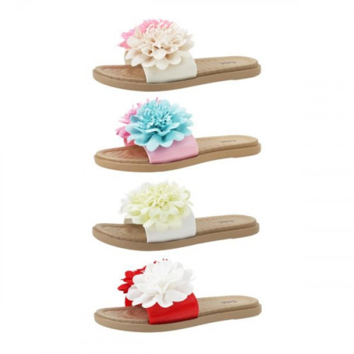 Women's 3D Flowers Comfort Insole Slide Sandals in Assorted Colors Size 6-10