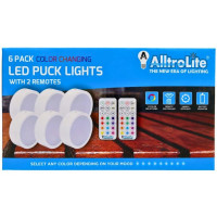 AlltroLite 6 Pack Color Changing LED Puck Lights with Two Remotes