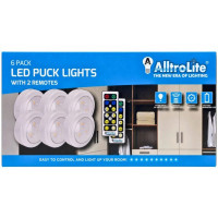 AlltroLite 6 Pack LED Puck Lights with Two Remotes