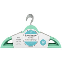 Brookstone 10 Pack Non-Slip Rubberized Hangers in Seafoam Green