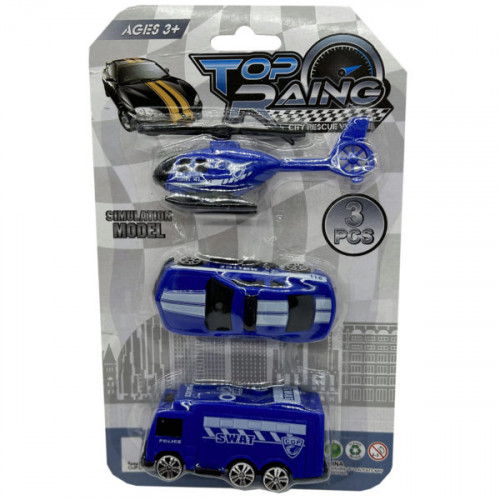 3 Pack of Police Vehicles and Aircraft Play Set - 2 Assorted Styles 3 Pack of Police Vehicles and Aircraft Play Set - 2 Assorted Styles
