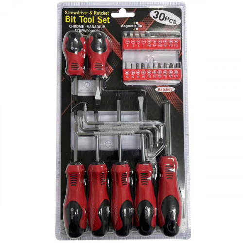 30pc Screwdriver & Ratchet Bit Tool Set 30pc Screwdriver & Ratchet Bit Tool Set